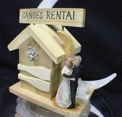 CANOES Boating Camping Fishing Lake beach Cabin Funny bride & Groom top Ornament