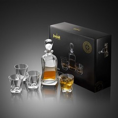 Joyjolt Aurora 5-Piece Crystal Whiskey Decanter Set100 Crystal Bar Set Crystal
