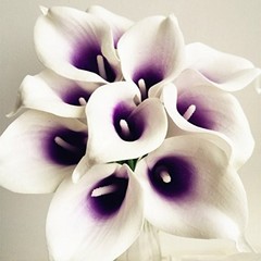 Calla Lily Bridal Wedding Bouquet 20pcs Purple Latex Real Touch – Decor
