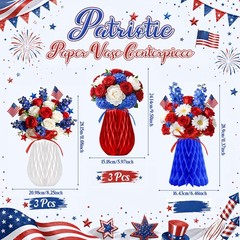 9 Pcs Patriotic Table Decorations 4th of July Honeycomb Centerpieces Red White