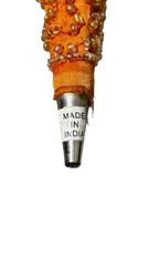 Indian Wedding Favor Mukhwas Saunf Cones Orange Beaded Sequin Decor | Set of 2