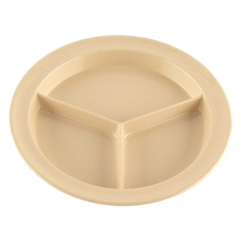 Get G.E.T. Cp-530-T Tan 9 3-Compartment Plate Break Resistant Dishwasher Safe