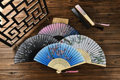 4 Pieces Oriental Bamboo Folding Hand Fans Church Wedding Gift, Party Favors, DI