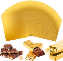 100Pcs Chocolate Bar Wrappers, 6″ X 7.5″ Gold Candy Bar Wrappers for Homemade Al