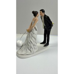 Weddingstar Ball and Chain Funny Wedding Cake Topper Porcelain Figurine Rare