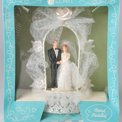 Vintage Coast Wedding Cake Topper Bride & Groom Hand Painted NEW in Box 60s READ
