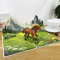 3D Horse Popup Card – Handmade Animal-Themed Paper Art for Birthday, Annivers…