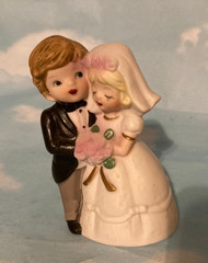 Vintage Bride and Groom Wedding Cake Topper Figurine with Bouquet-USED