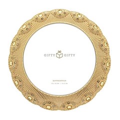 Circular Gold Jeweled Photo Frame / 5×5 In | For Tabletop Display | Perfect