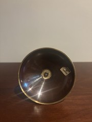Vintage Stick Candle Holder Brass Mother of Pearl Inlay 3″ High ~ Made In India