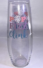 “Pop Fizz Clink” Cristar Champagne Clear Glass Flute Glass 9.6oz-NEW-SHIP 24HRS