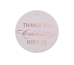 Thank You Gift Tags, Rose Gold Foil, 30 Pack, Rose Gold Tags Round Circle 3