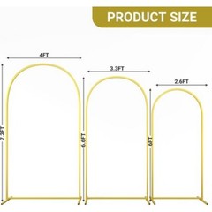 Set of 3 Metal Arch Backdrop Stand Wedding Frame for Birthday Party 7.2/6.6/6FT