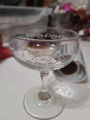 Vintage Bride & Groom Champagne Coupe Glasses Etched Scroll Wedding Toast Set