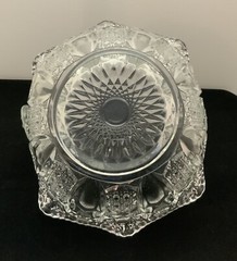 VINTAGE LE SMITH CRYSTAL BASKET RUFFLED FRUIT BOWL EASTER HOBSTAR PARTY 8” H L E