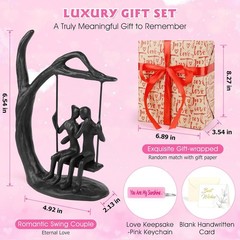 Black Iron Swing Couple Statue Gift for Anniversary, Wedding, Birthday
