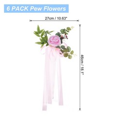 6Pcs Wedding Aisle Decorations Pew Flowers Chair Artificial Flowers Pink