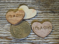 100 qty 1″ It’s A Girl! Wood Hearts Table Confetti Wooden Baby Shower