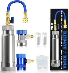 R1234YF & R134A AC Oil Dye Injector Kit with 2 Snaps Quick R134a+R1234yf