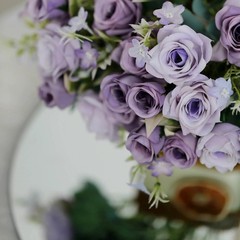 LAVENDER 4 Bushes 12″ Silk Roses Artificial FLOWERS Bouquets Home Decorations