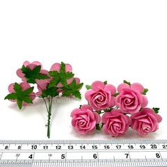 1″or2.5cm Pink Tone Open Rose Paper Flowers Wedding Scrapbook Craft Cardmaking