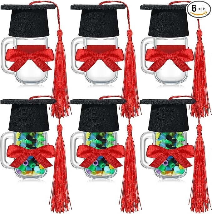 Set of 6 DIY Graduation Mason Jar Party Gifts 1.4 oz Mini Graduation Cap – New