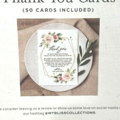 Bliss Collections Wedding Place Setting Thank You Card Geometric Floral 50 Cards
