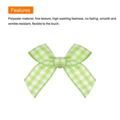 50Pcs Mini Gingham Ribbon Bow Checkered Ribbon Bows Light Green and White
