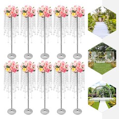10pcs Crystal Flower Stands 75cm Flower Holder Wedding Table Decor Silver