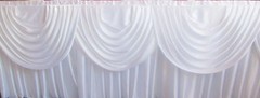 Cake table skirt,Top Table skirt With Swag with Fairly led lights With 30p Clips