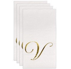 V Monogram Guest Napkins 100 Pack Initial Letter Personalized Napkins Paper D…
