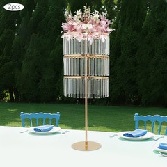 3-tier Flower Display Stand With Pendants Wedding Floral Holder Decoration Rack
