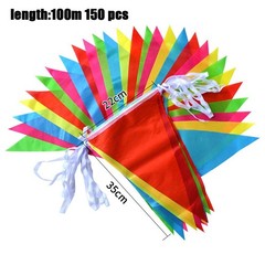 100M Multicolored Bunting Banner Multicolor Outdoor Decoration Triangle Flags US