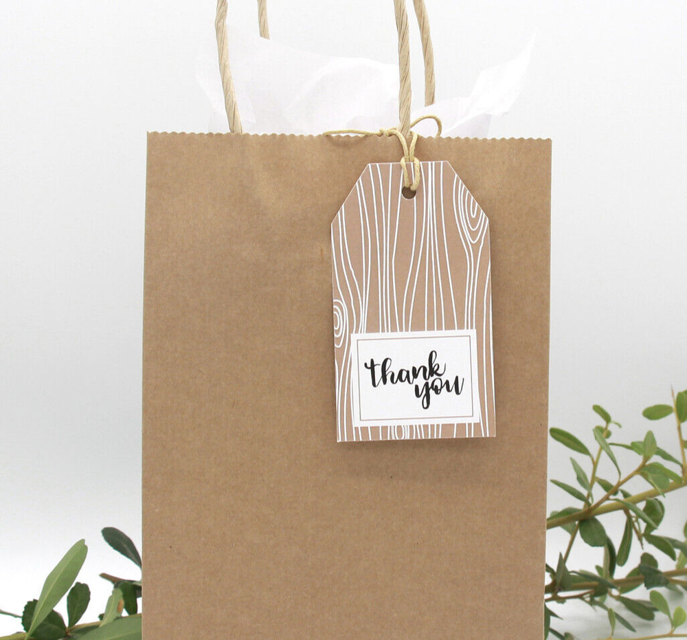Woodgrain Thank You Tags for Barn, Farm or Woodland Party Welcome Bags (50 pk)