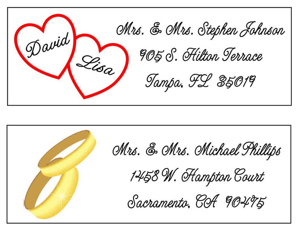 60 WEDDING RETURN ADDRESS LABELS