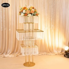 5 Tier Round Flower Stand 49.2in Metal Pedestal Stands Wedding Flower Stand