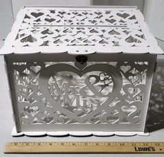 Rustic Mr & Mrs. Wedding Money Box Holder, Lock Slot, Lock & Key, Card Sign, New