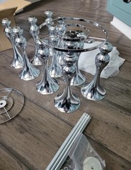 Silver Wedding Centerpieces Flower Stand Table Decor w/Crystal Beads Set Of 10