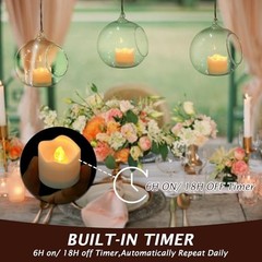 12PCS Warm Yellow Flameless LED Candles with White Base,Yellow Light
