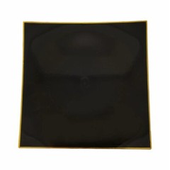 10 BLACK 8″ Square Concave Plastic Salad Dinner PLATES Gold Rim Party Events