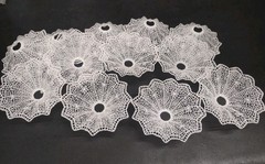 12 Pieces: 1960s Vintage Plastic Lace Wedding Bouquet Collars, 3″ White