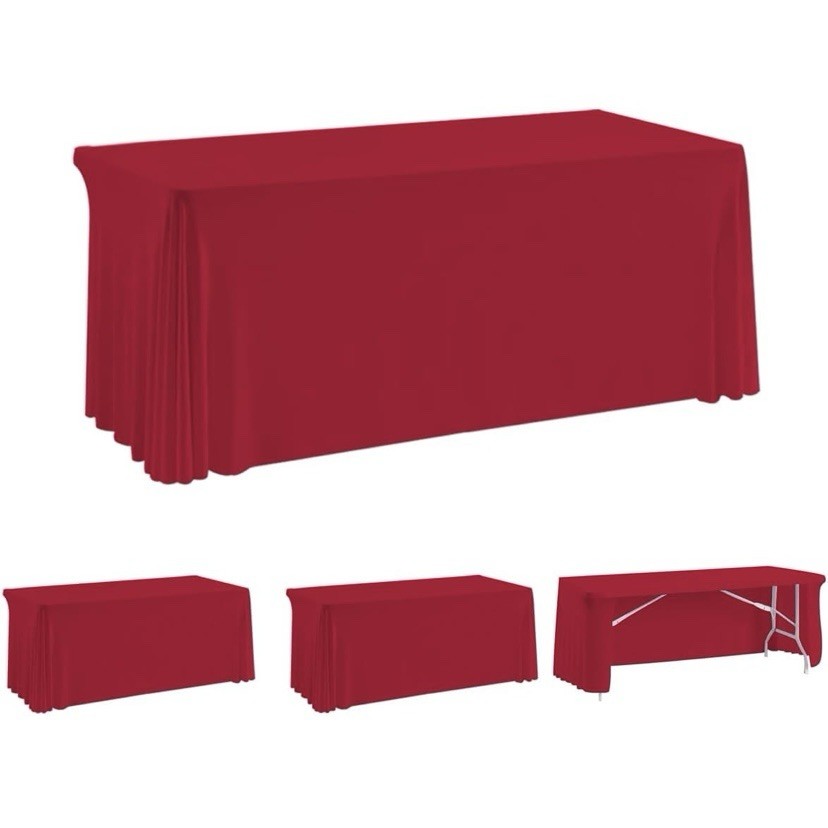 HAORUI Open Back Table Skirts, 4Pack Orange/ Red color..