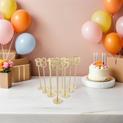 20Pcs Elegant Wooden Table Number Signs for Party Wedding Reception Golden