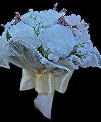 Wedding Bouquets for Bride Bridesmaid, Champagne Roses White Artificial Fl