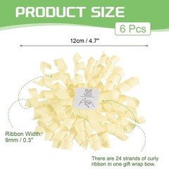6 Pcs 4 Inch Grosgrain Curly Bows for Gift Wrapping Self-Adhesive Beige
