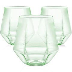 40 Pack Plastic Stemless Wine Cocktail Whiskey Champagne Green – 40 Pack