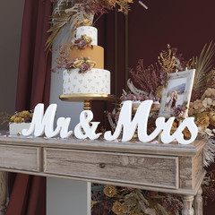 Mr and Mrs Sign for Wedding Table,Large White Mr and Mrs Sign,Wooden Letters,…