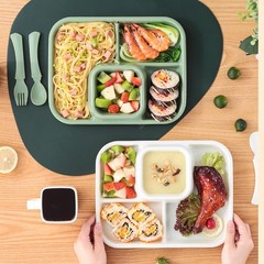 Aiyoo Unbreakable Rectangular Divided Plates For Adults 4 Sections Portion