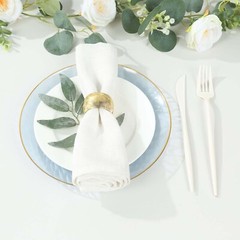 TRANSPARENT DUSTY BLUE 10 Glossy 10″ Round Plastic Salad PLATES GOLD Rim Party
