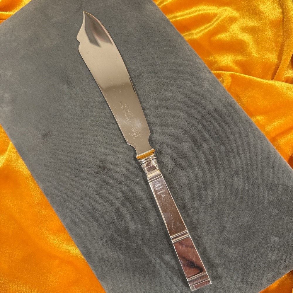 Denmark STERLING Silver Cardinal Cake Knife by Grann & Laglye 11”/28cm